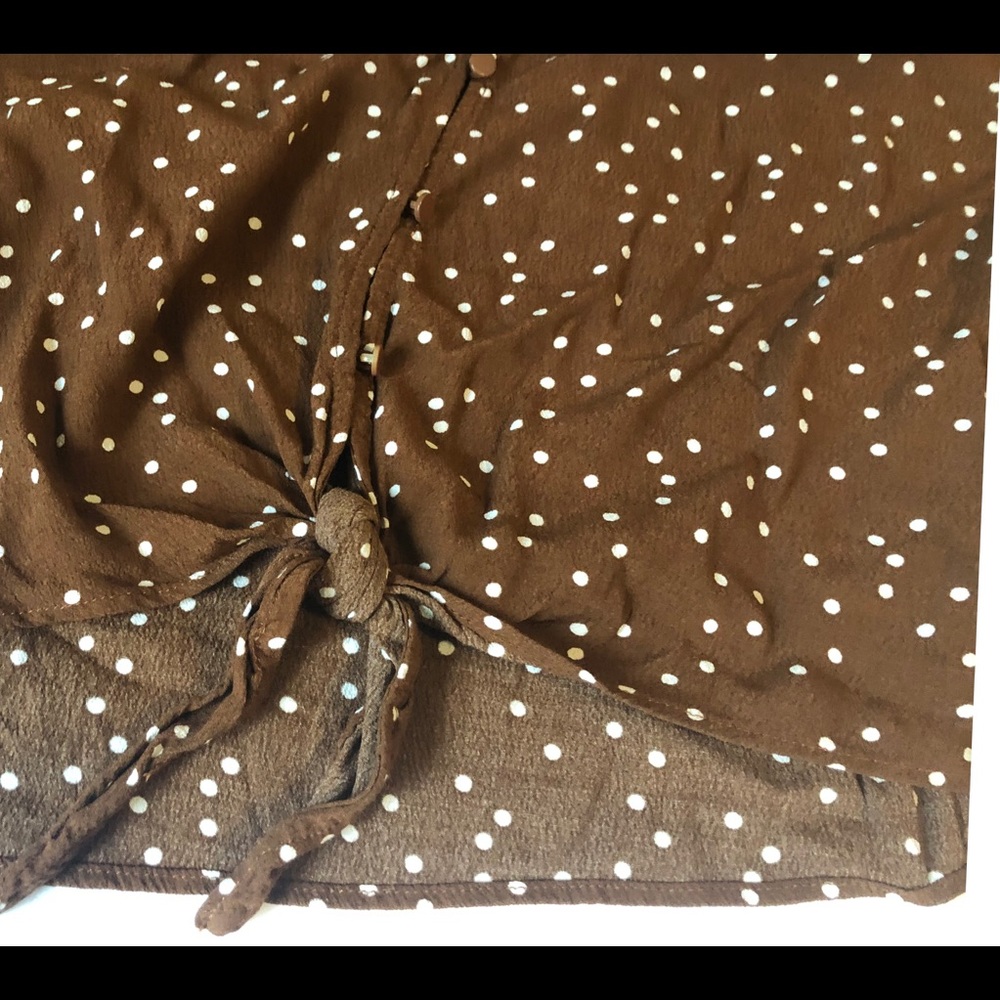 Burnt orange and white polka dot top